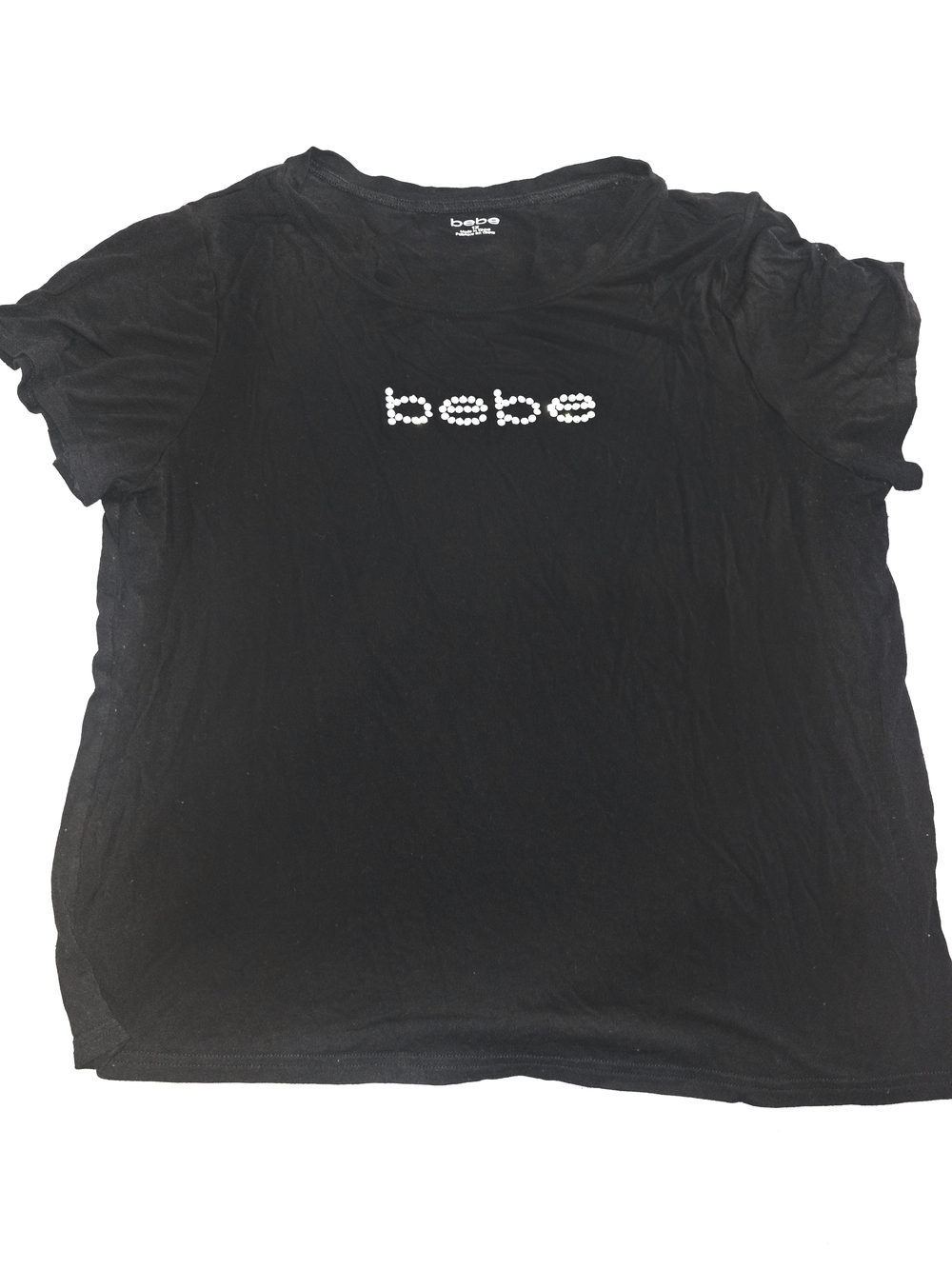 Women's bebe Black Rhinestone Logo Tee - 1x